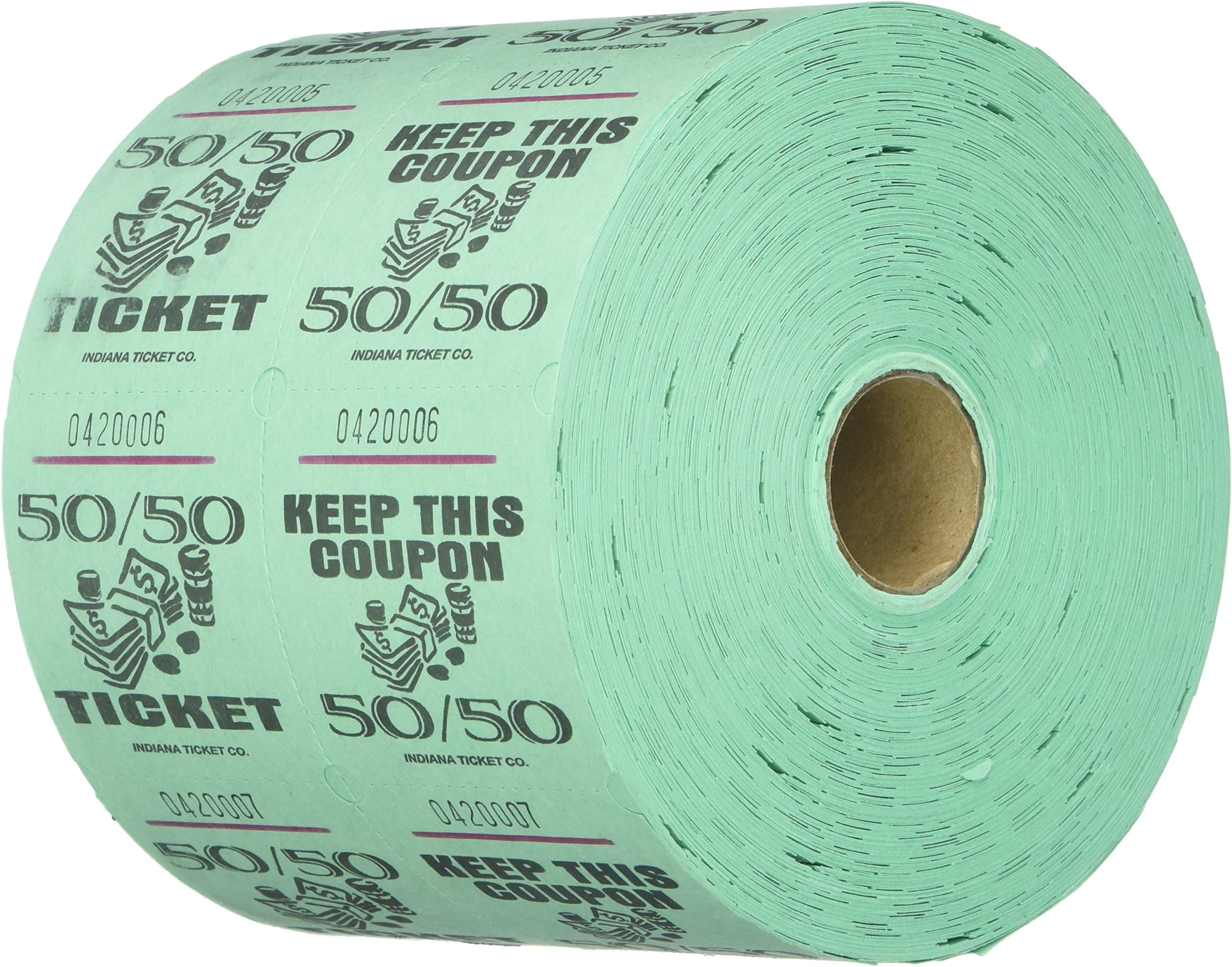 Green 50/50 Raffle Tickets : roll of 1000