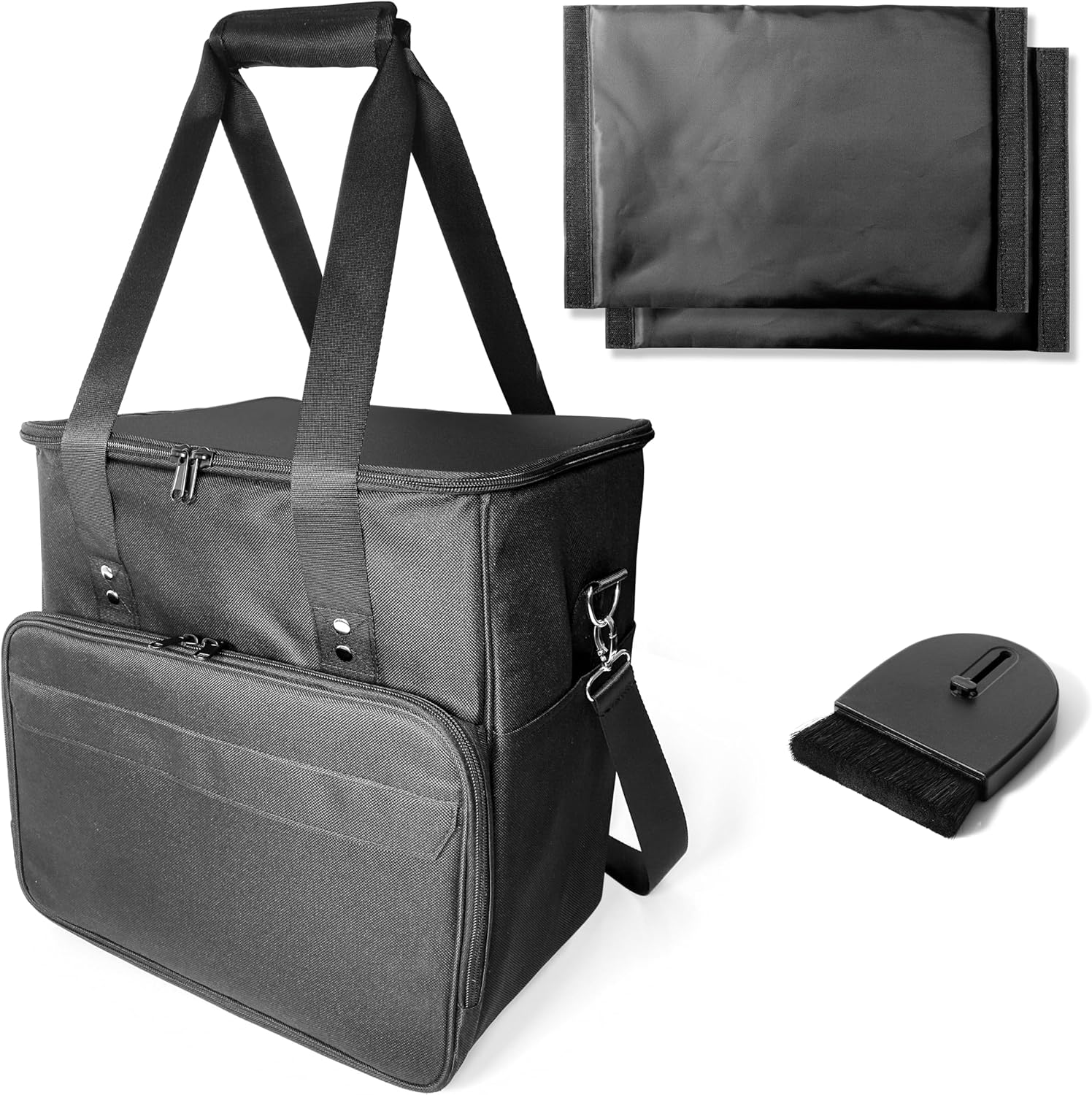 Vinyl Record Storage Bag with Adjustable Dividers - Water-Resistant LP Carrying Case Holds 60 Records 12" - Padded Travel Organizer for DJs & Collectors