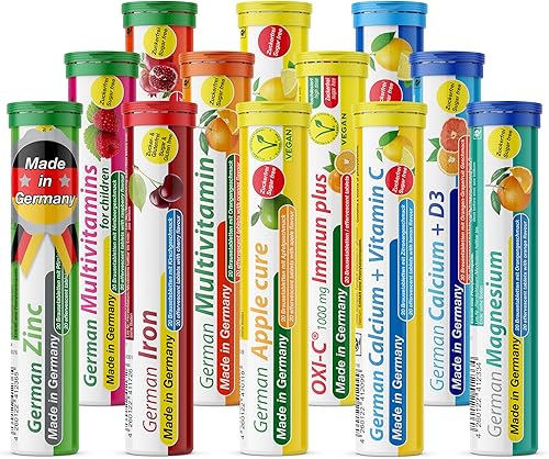 Miniatura 9 de T&D Vitamina alemana, minerales  140 tabletas efervescentes veganas y vegetarianas  Caja de sabor de fruta mixta  Hecho en Alemania
