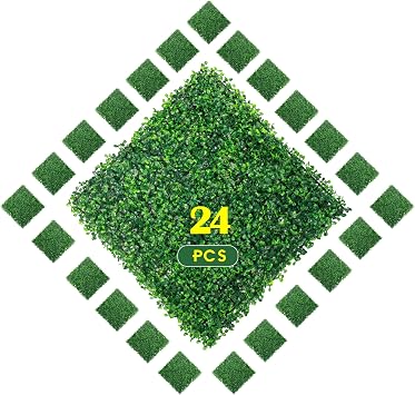 Ogrmar 24 PCS 20"x20" Artificial Boxwood Panels Topiary Hedge Plant, Privacy Hedge Screen UV Protected Suitable for Outdoor, Indoor, Garden, Fence, Backyard and Decor 24, 20"x 20"