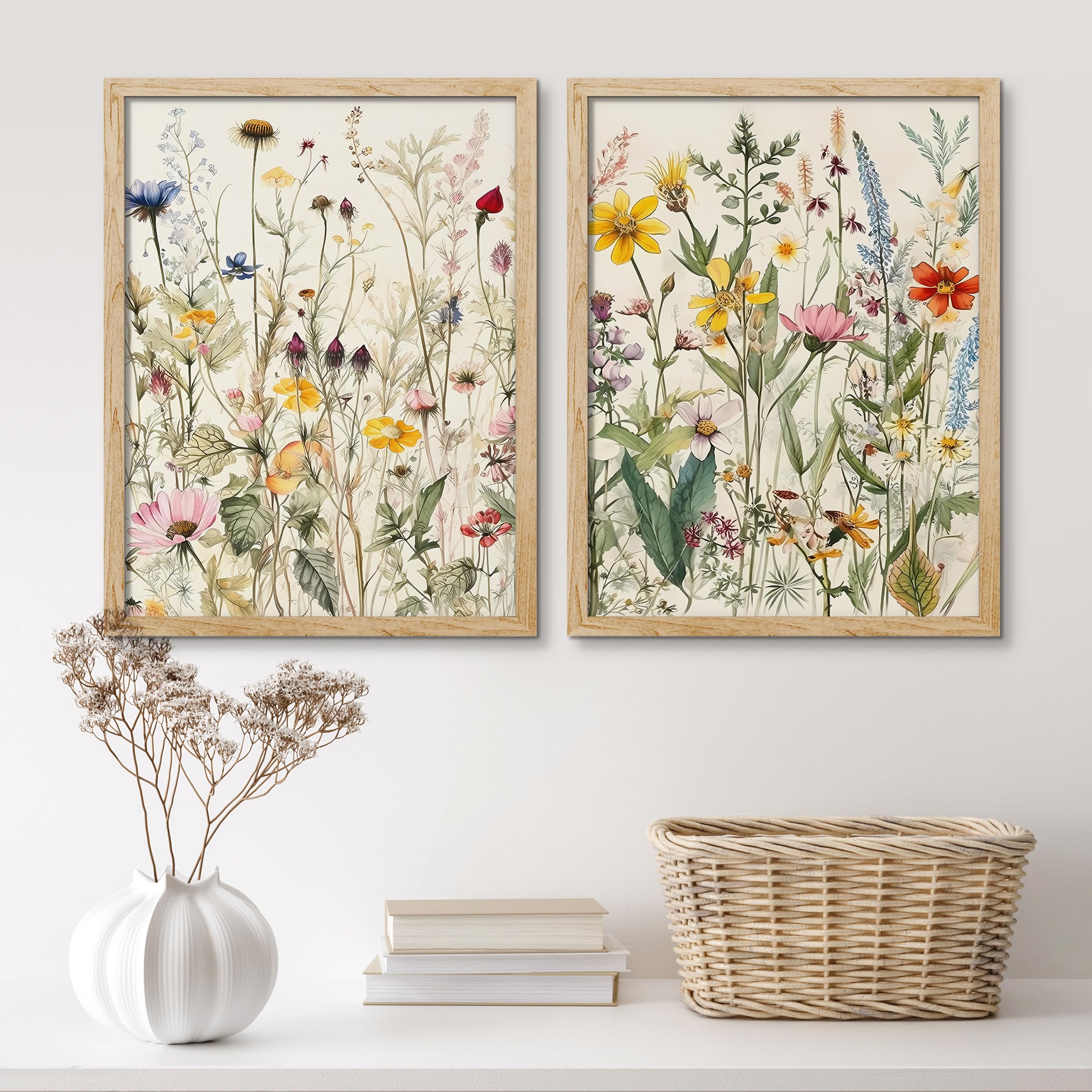 Amazon.com: SIGNWIN Framed Watercolor Wildflowers Wall Art, Set of