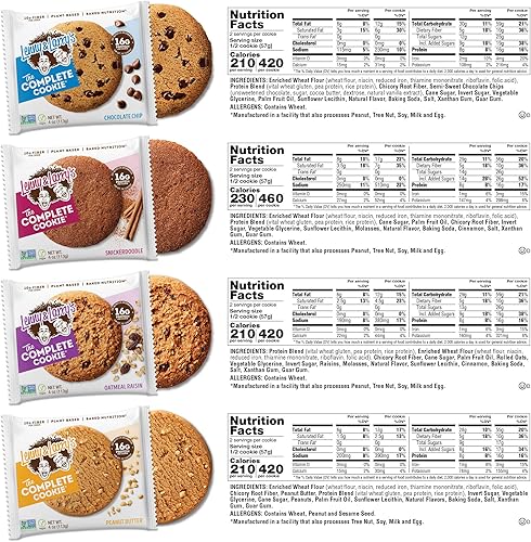 Miniatura 4 de Galletitas de proteínas veganas The Complete Cookie de Lenny and Larrys paquete de 16 unidades 8 sabores 4 oz paquete de variedades de galletitas