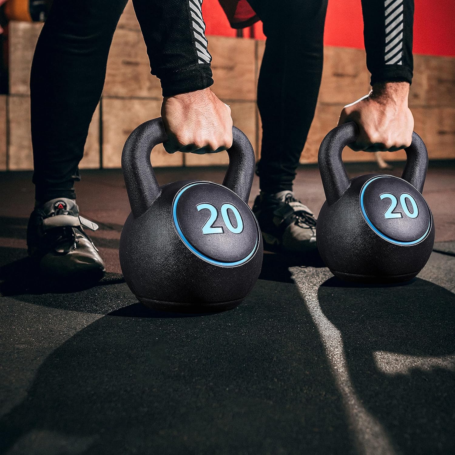 Topeakmart Kettlebell Set, 4-Piece Kettlebells HDPE Coated Kettle Bell Weight Set, Cement-Filled Strength Training Kettlebells, Kettle Balls for Home Gym Fitness Workout Bodybuilding Weight Lifting