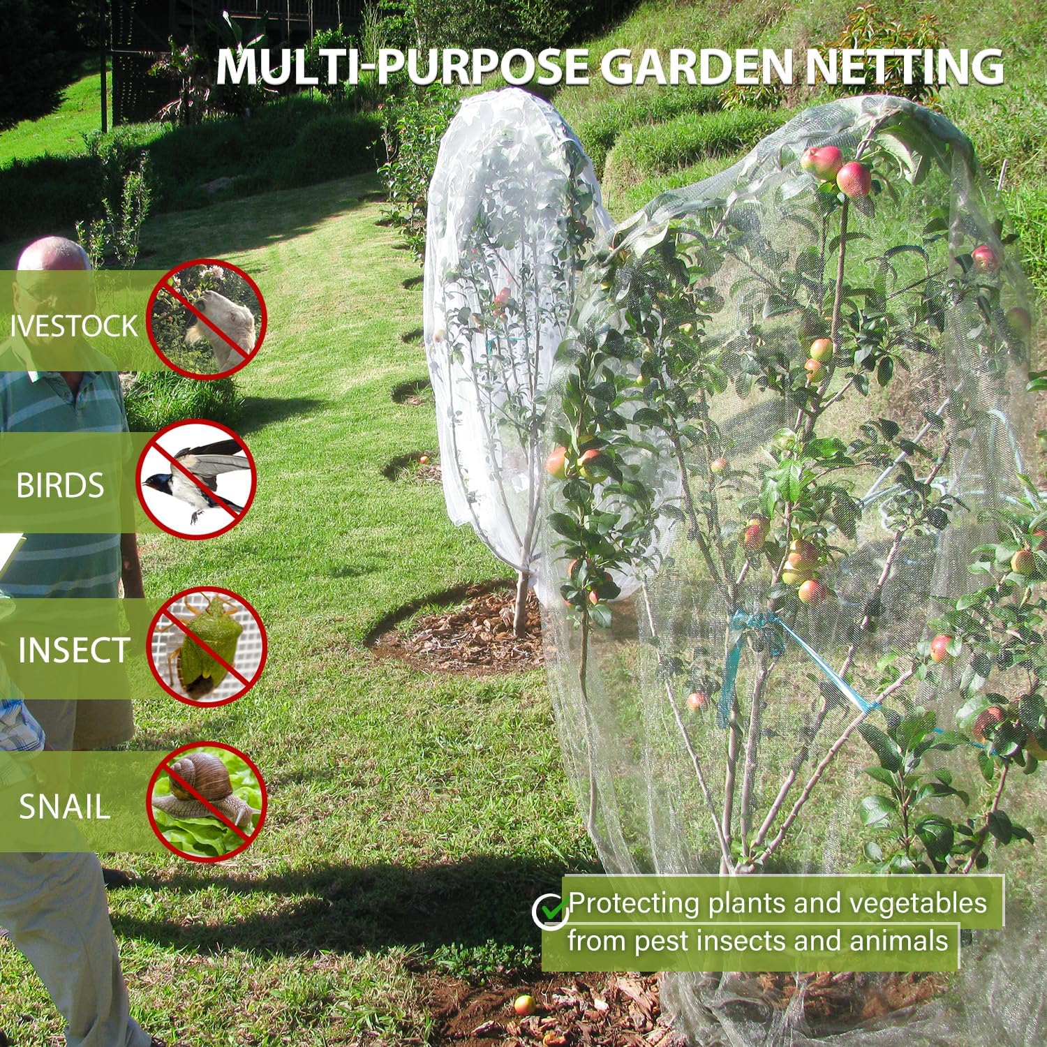 Garden Netting for Plant Protection, 4 Packs 2.3 x 3.5 FT Bird Net and 2 Packs 5.9 X 6.6 FT Large Fruits Tree Netting Bag
