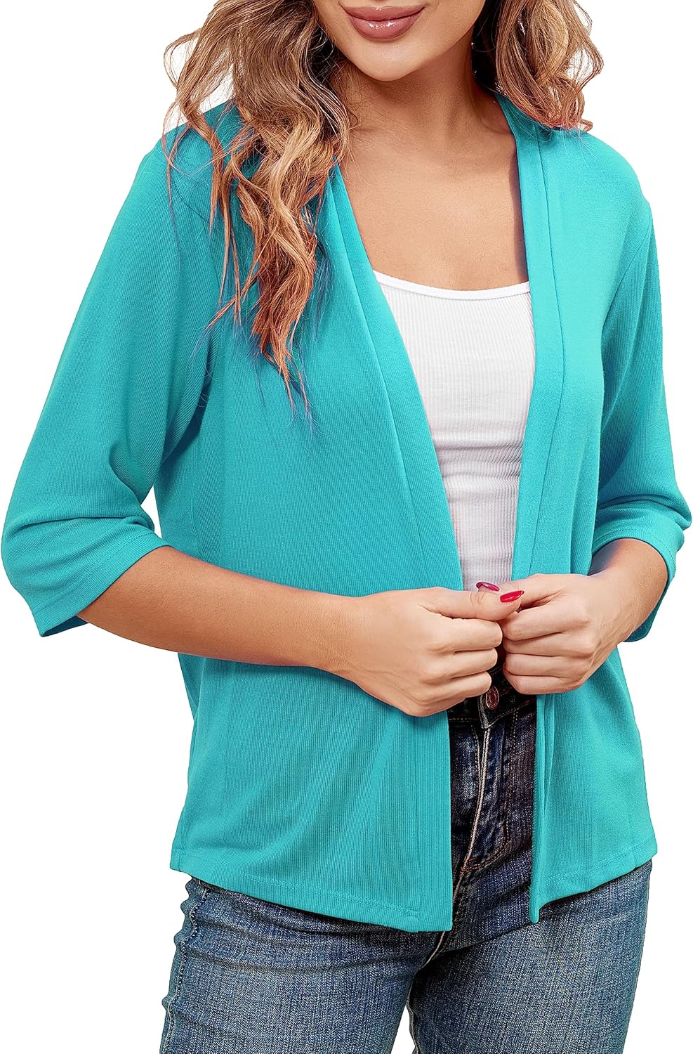 BENANCY Women 3/4 Sleeves Bolero Shrugs Open Front Lightweight Cardigan