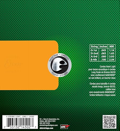 Miniatura 7 de Elixir Cuerdas de acero inoxidable de 5 cuerdas para bajo con revestimiento NANOWEB, escala larga, ligeramediana (.045-.135)