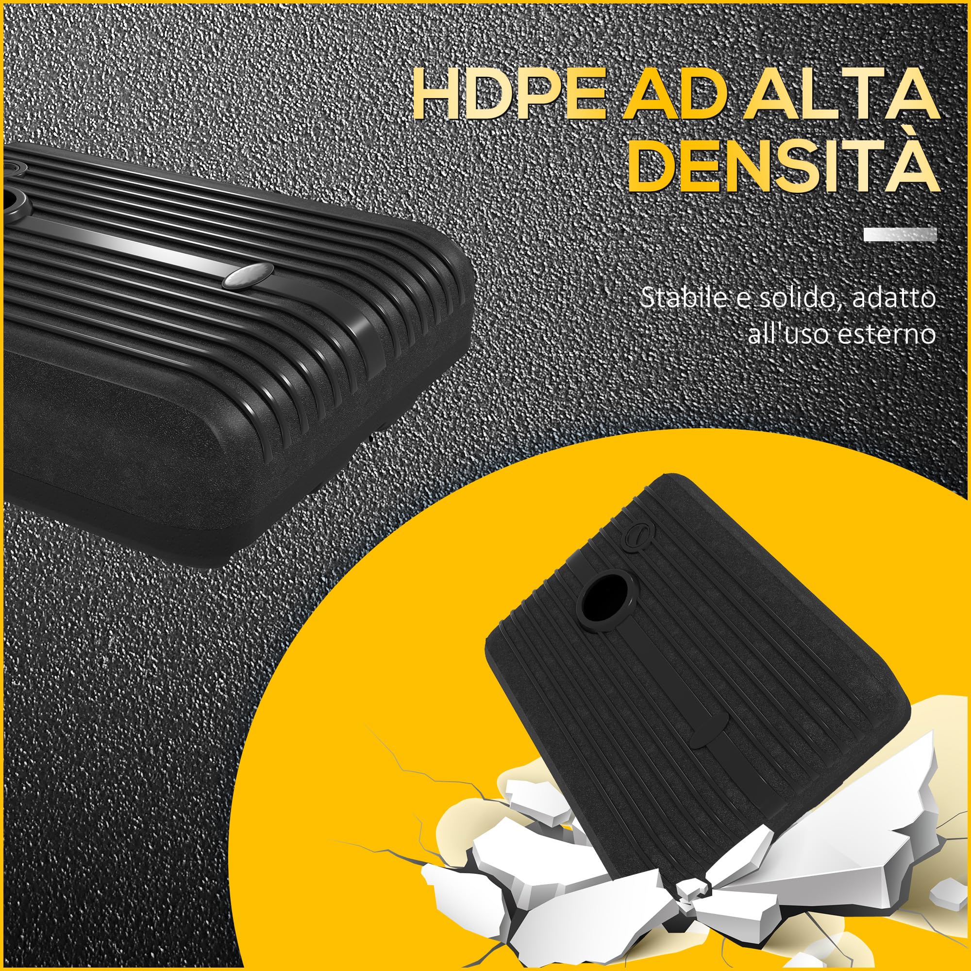 Outsunny Base per Ombrellone da Giardino in HDPE Riempibile 130mm Nero | Basamento per Ombrellone Decentrato, 70 kg Acqua o 90 kg Sabbia, Supporto con 2 Rotelle, Maniglia