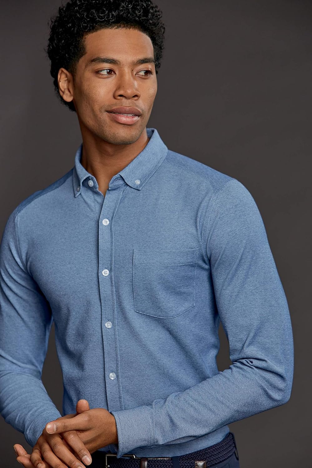 Cutter & Buck Men's Men's Long Sleeve Cotton-Blend Knit Reach Oxford Shirt