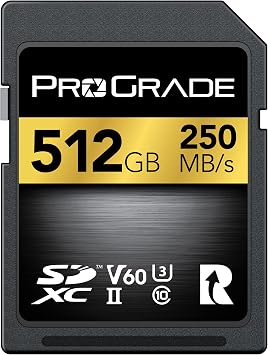 Prograde Digital SD UHS-II 512GB Card V60 Up to 130MB/s Write Speed and 250 MB/s Read Speed | for Professional Vloggers, Filmmakers, Photographers & Content Curators