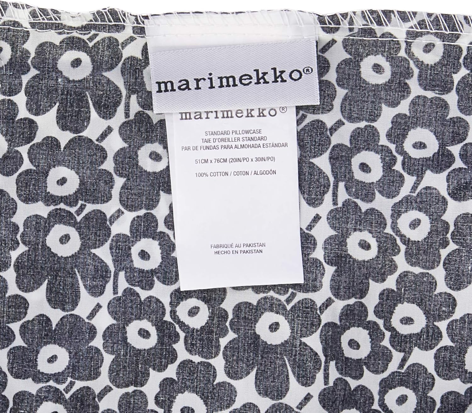 Black and White Cotton Floral Standard Pillowcase Pair