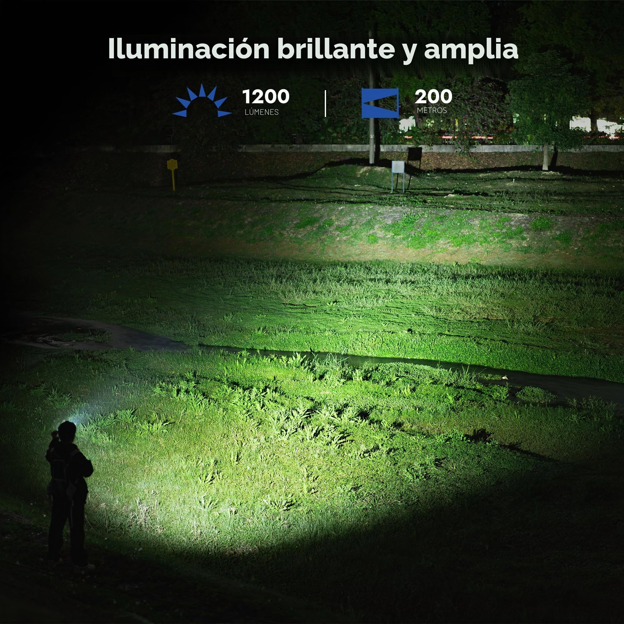 WUBEN C2 Linternas LED Alta Potencia, 2000 Lúmenes Linterna LED Recargable, USB Táctica Potente IP68 Impermeable 7 Modos Flashlight para Emergencias Camping Regalo