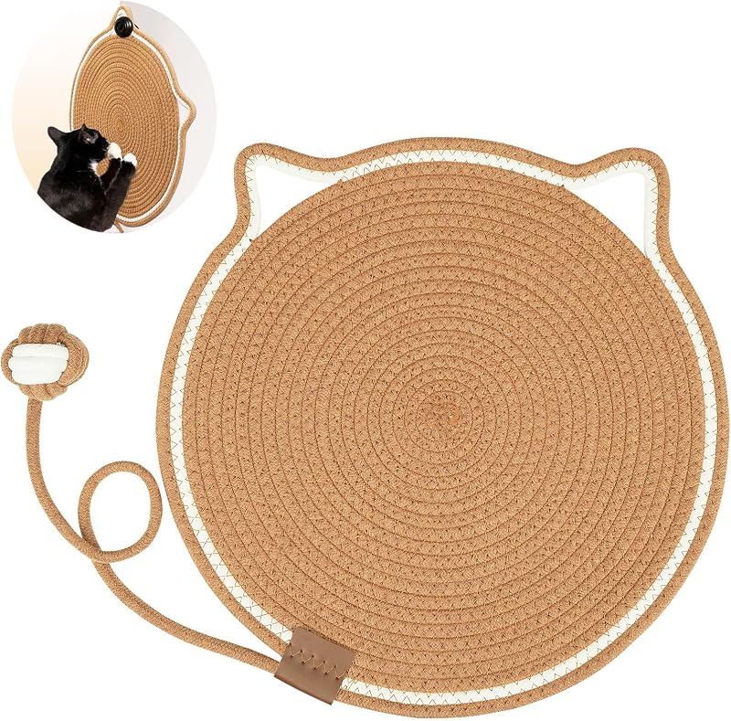Tapete Arranhador para Gatos de Corda de Algodão Natural Letalong MZD-002, Redondo, 39,88 cm