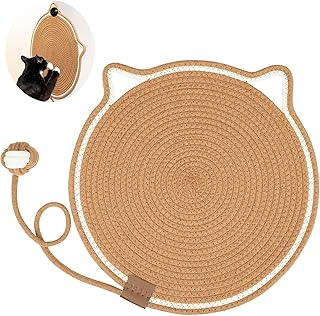 Natural Cotton Rope Scratch Pad, 15.7'' Round Horizontal Floor Scratching Mat for Indoor Cats, Furniture Protector for Wal... Price In India