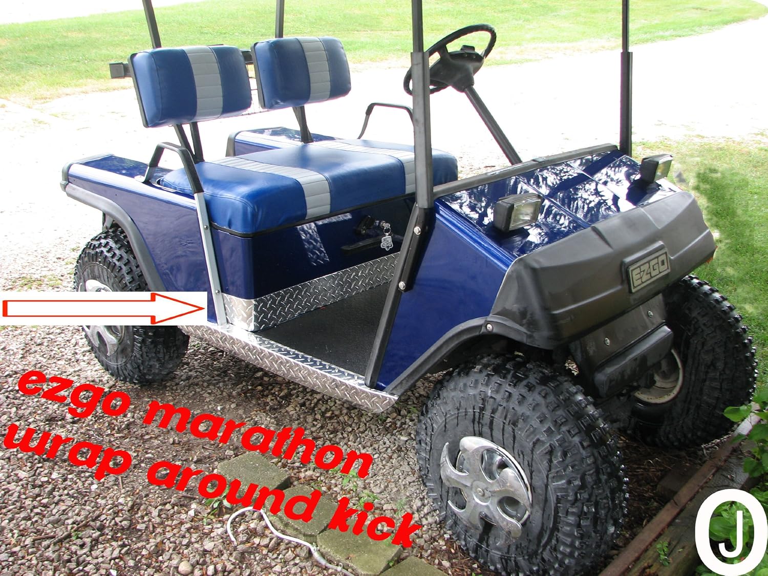 J & O Carts Parts Ezgo Marathon Golf Cart WRAP Around Diamond Plate KICK Panels