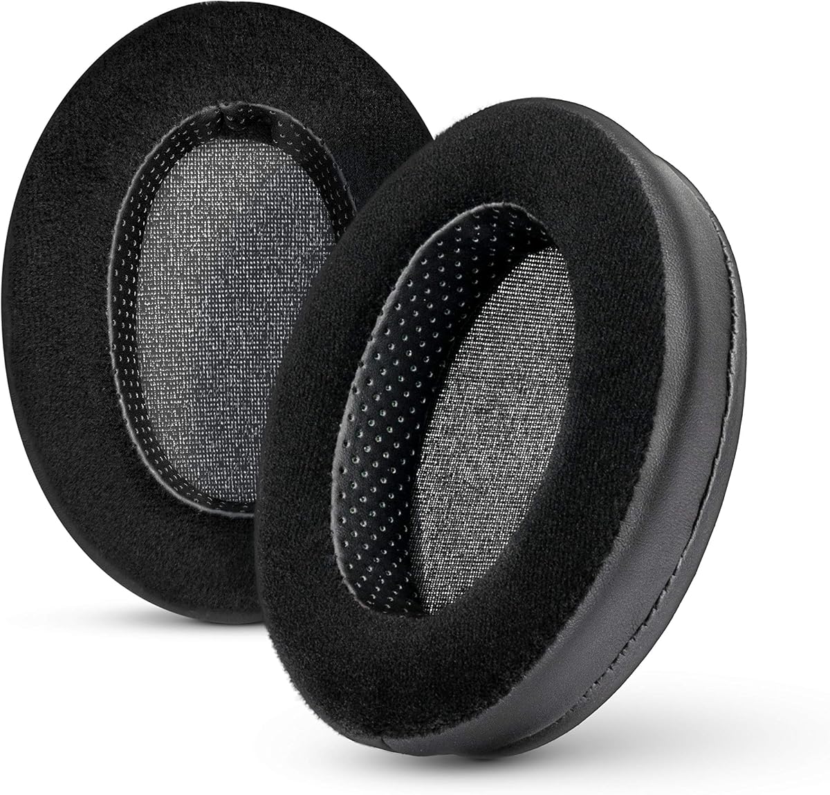 Hybrid Memory Foam Earpad - Black PU/Velour - Suitable for Large Over The Ear Headphones - AKG, HifiMan, ATH, Philips, Fostex