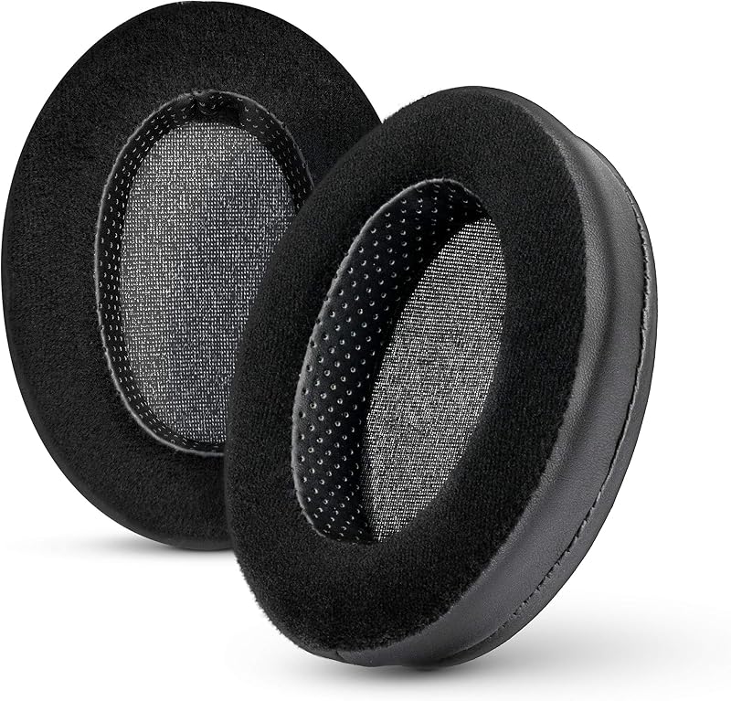 Hybrid Memory Foam Earpad - Black PU/Velour - Suitable for Large Over The Ear Headphones - AKG, HifiMan, ATH, Philips, Fostex