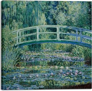 Wieco Art Large Canvas Print Wall Art Water-Lily Pond,1899 by Claude Monet Impressionism Art Print Picture Artwork for Living Room Bedroom Home Kitchen Decorations