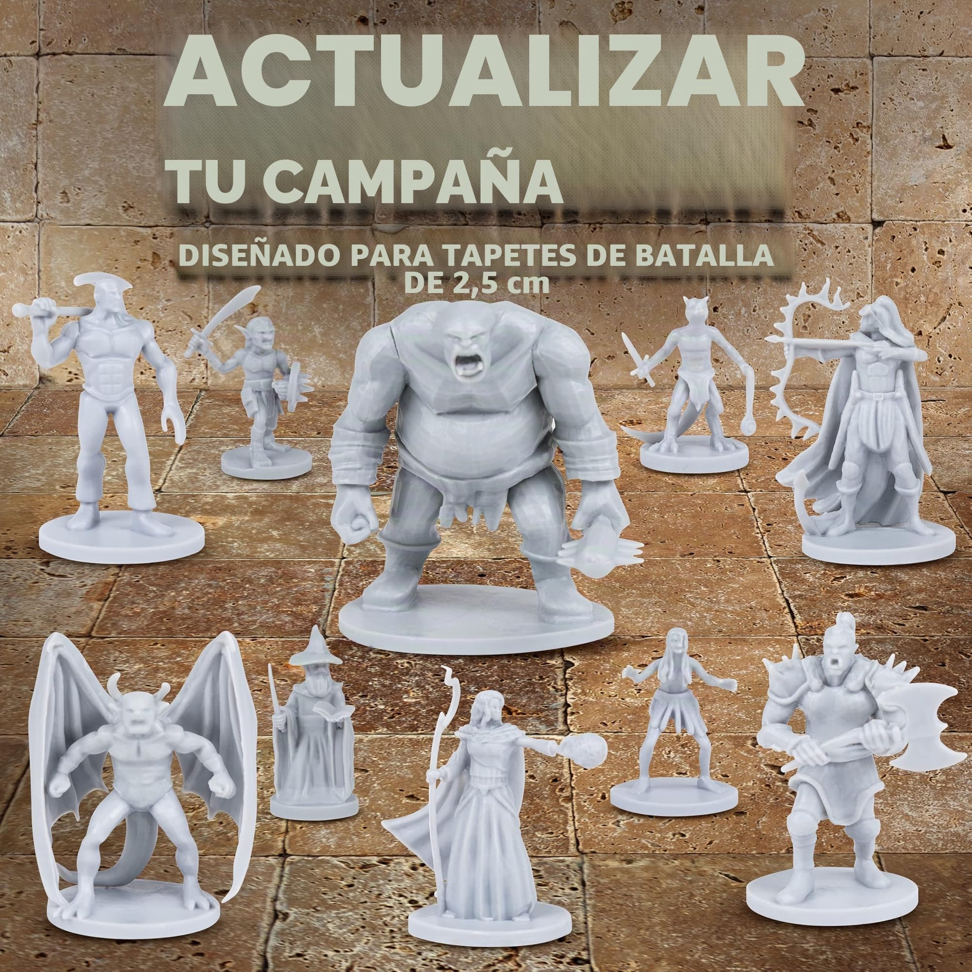 38 miniaturas de fantasía de Mesa RPG Figuras para Mazmorras y Dragones, Juegos de rol Pathfinder. Miniaturas a Escala de 28 mm, 10 diseños únicos, a Granel, sin Pintar, Ideal para D&D/DND