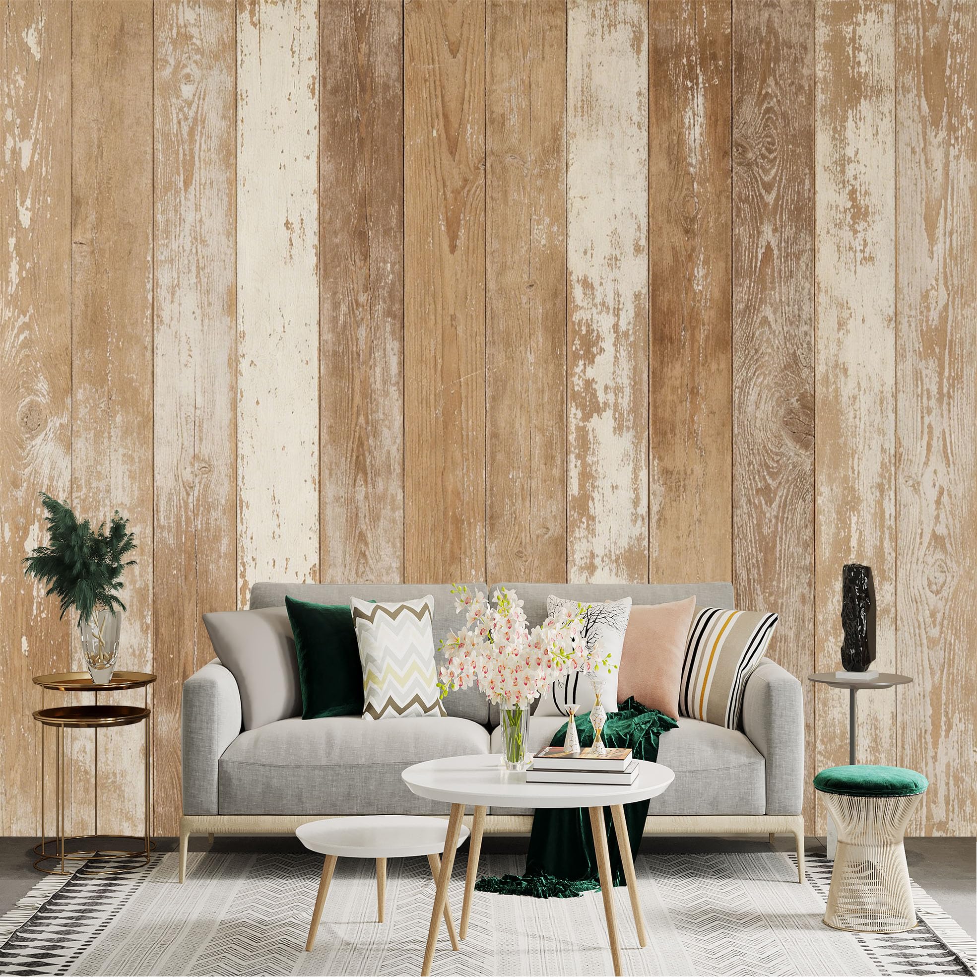 Lnzczhyre Dbh260521782 Custom Size Wall Sticker Mural， Rustic Distressed Wood Planks， Vintage Weathered Timber Texture， Farmhouse Background， For Wall Decoration， Peelandstick Wall Decals.