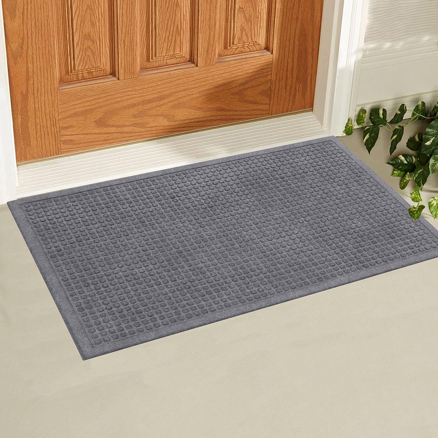 A1 HOME COLLECTIONS A1HC Durable All Weather Absorbent Doormat, Dries Quickly, Absorbs Up to 2 Cups of Water, Stain and Fade Resistant, Captures Dirt, Indoor and Outdoor Mats, Boot Scraper, 24x 36