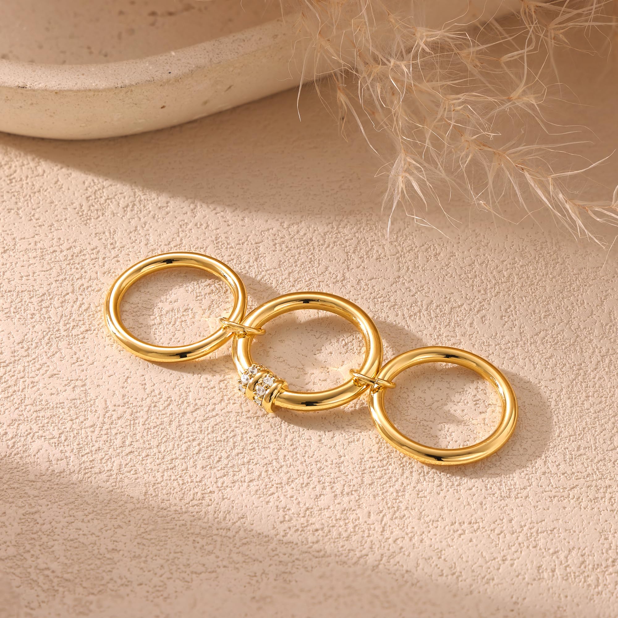 Stapelbare Goldringe für Damen, Statement-Ringe mit 18 Karat vergoldetem Zirkonia, Nicht anlaufendes Ringset, zierliche Goldringe für Damen, Trendige, modische klobige Stapelringe