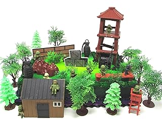 35 Piece Deluxe Battle Field Crusade Survival Gaming Themed Cake Topper with Battle Figures and Resource Themed Accessories