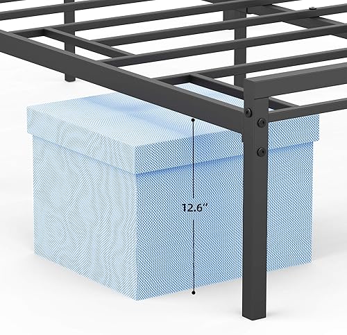 Miniatura 12 de Amyove Base de cama de metal blanco tamaño individual con cabecero y estribo en forma de corazón, plataforma de metal sólido, sin ruido, listones de