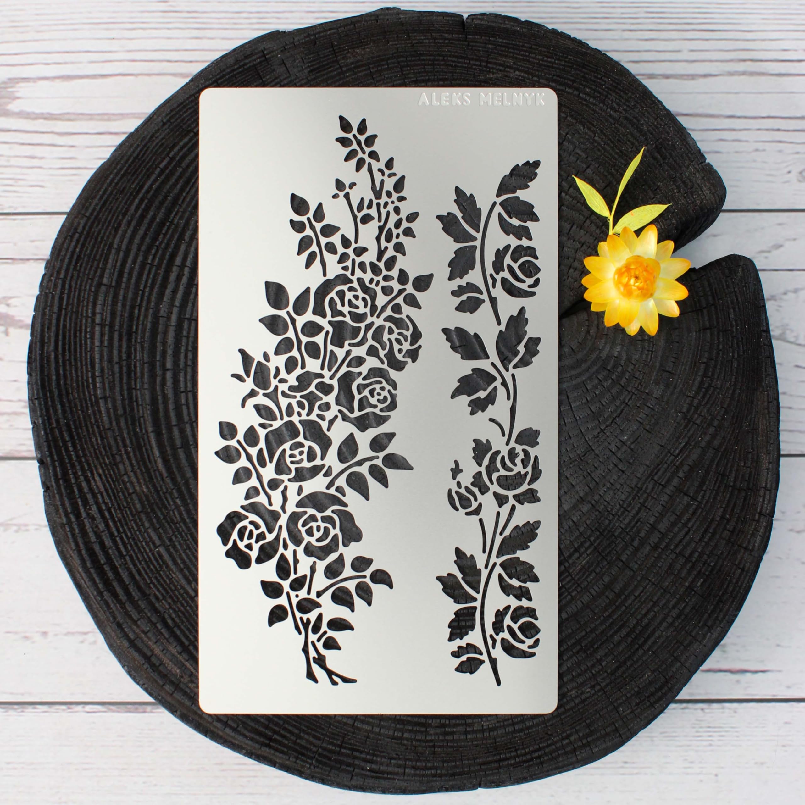 Aleks Melnyk 7 Metal Journal Stencil - Flowers, Vines, Vintage - View #13