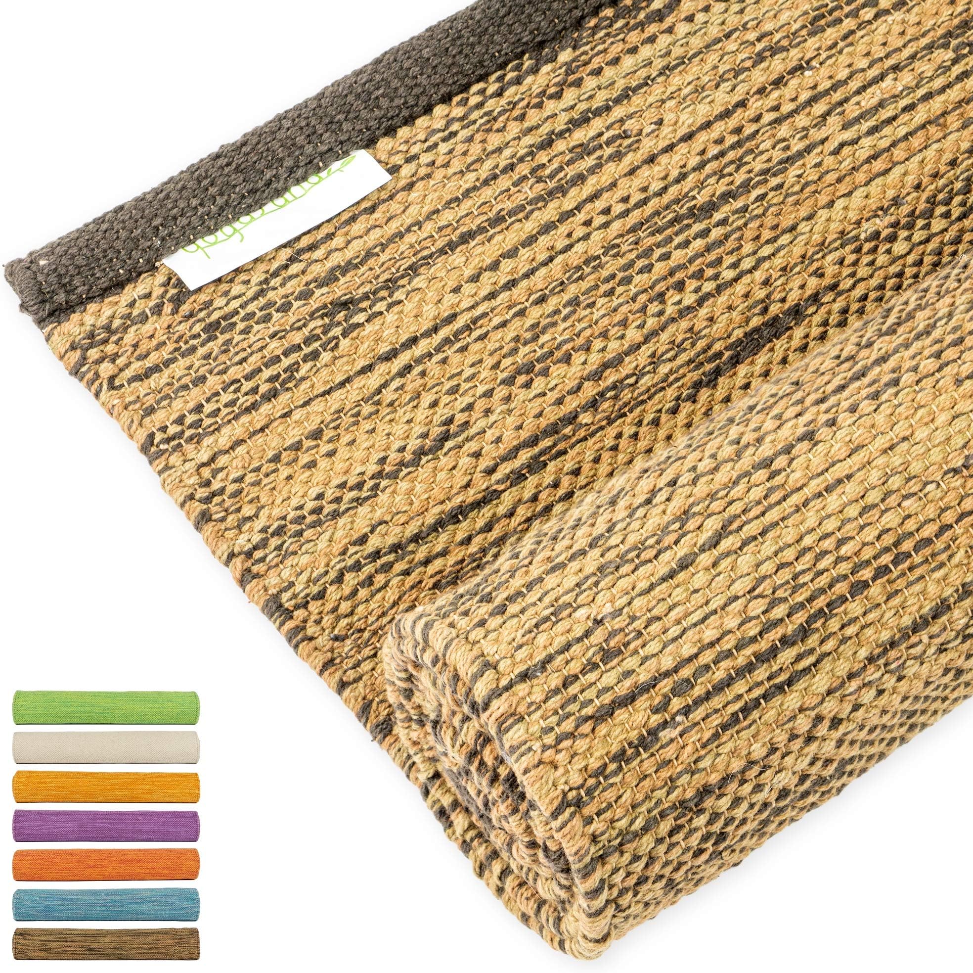 Yogasana Yoga Mat | Thick Eco-Friendly Cotton, Home Workout Floor Exercise, Meditation, Superior Grip Non Slip, Hot Yoga 72”