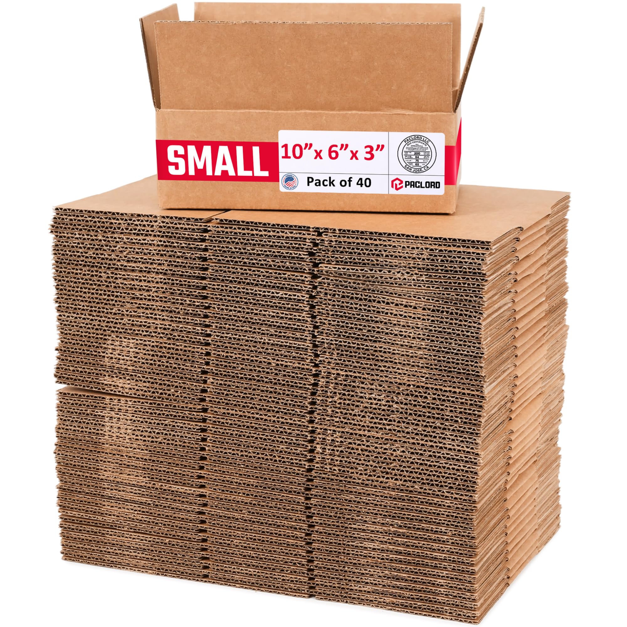 Small Cardboard Boxes 10"L x 6"W x 3"H (Pack of 40) - USA-Made Packing Boxes for Moving, Shipping, or Storage - USPS, UPS, FedEx Approved - Professional Packing Supplies for Moving | USA-Made Packing Boxes for Moving, Shipping, or Storage - USPS, UPS, FedEx Approved - Professional Packing Supplies