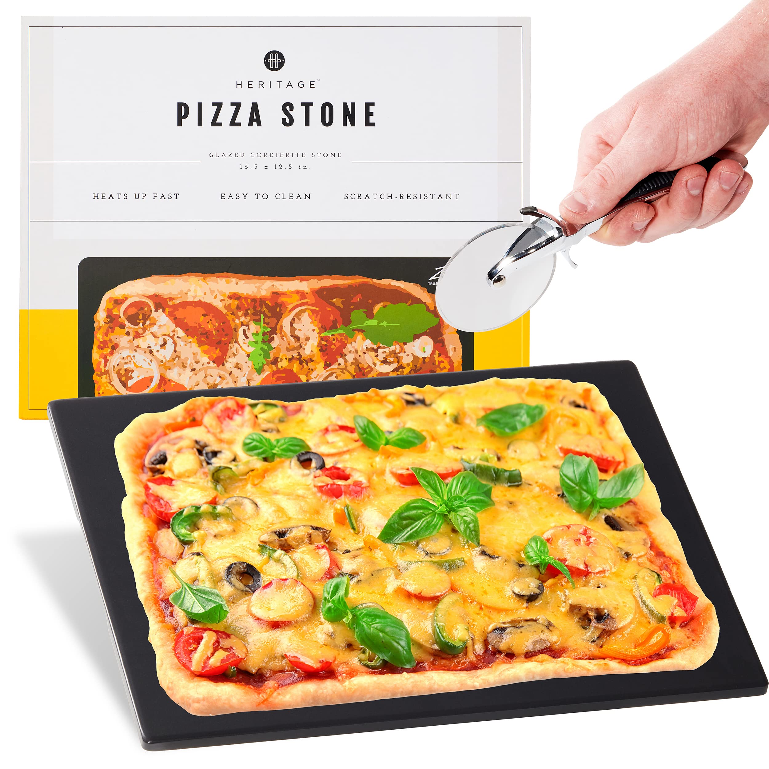 Heritage Square Pizza Stone Pizza & Bread Baking Stones For Gas Grill