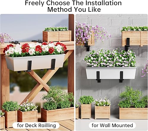 Miniatura 3 de Y&M 2 soportes ajustables para jardineras (6 a 12.5 pulgadas), soportes universales para ventana, ganchos de hierro resistentes para montaje en