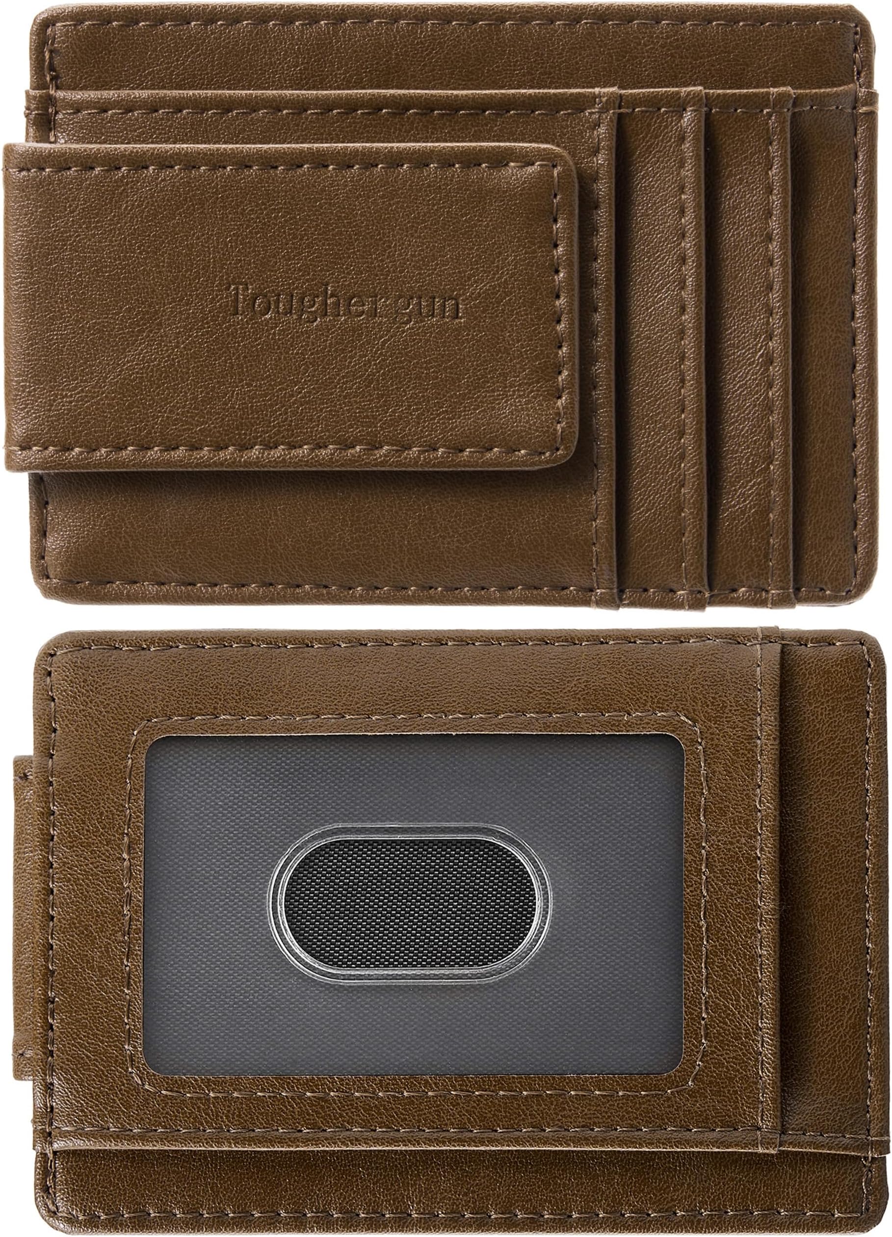Slim Wallet for Men RFID Blocking Money Clip, Minimalist Front Pocket Credit Card Holder, Magnetic Thin Mens Wallets with ID Window