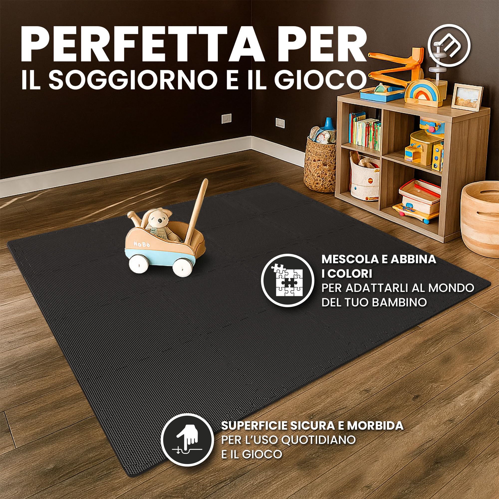 Tappeto Palestra Tappetino Fitness da Ginnastica a Puzzle - Pavimento Protettivo Incastro Tatami Gomma Allenamento Protezione Sport| Materassino Gommato Mattonella Pavimentazione per Home Gym Manubri