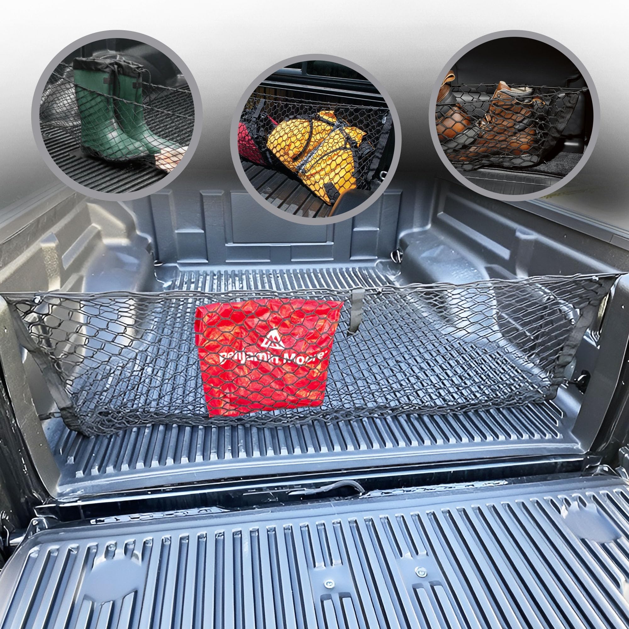 Truck Bed Envelope Style Cargo Net for Jeep Gladiator Sport with Plastic Bed Liner 2020-2025 - Premium Truck Bed Organizer - Vehicle Carrier Organizer for Jeep Gladiator Sport