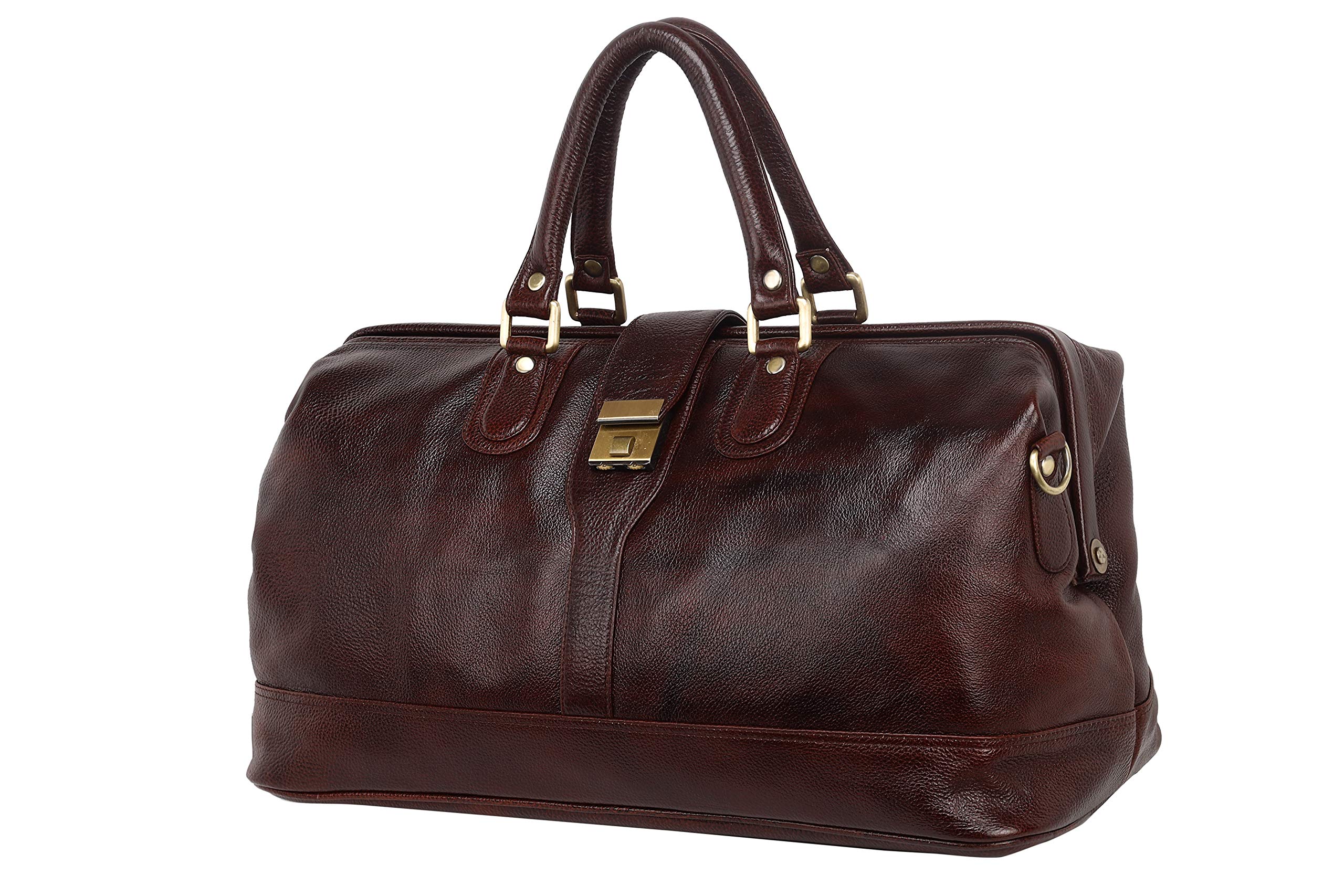 HYATT Leather Accessories Unisex 20 Inch Leather Travel Duffle Luggage