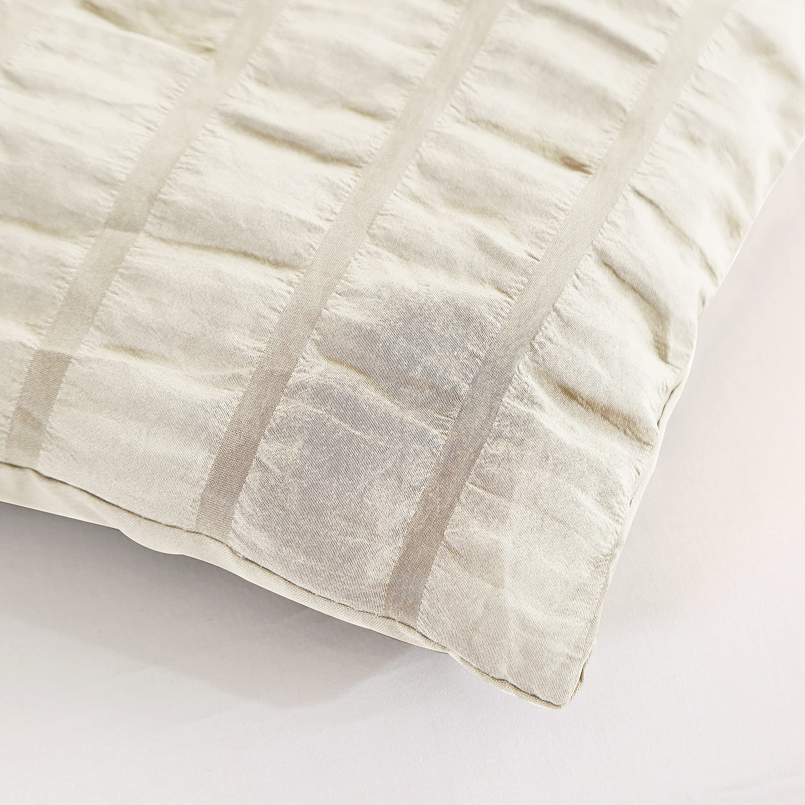 Shatex Queen Comforter Set 3 Pieces All Season Bedding Comforter Set for Queen Bed Ultra Soft 100% Microfiber Polyester Striped White Comforter Set with 2 Pillow Shams