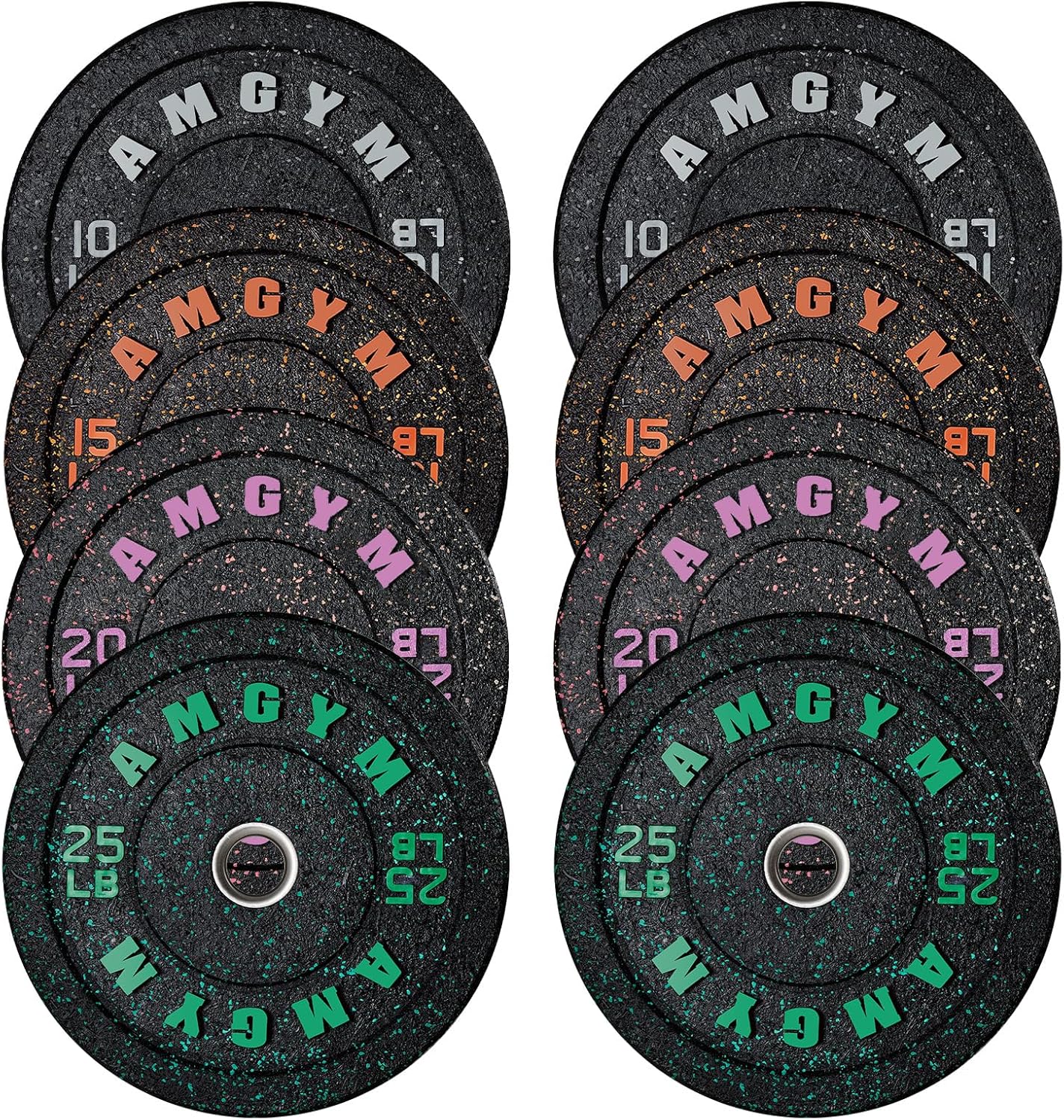 Juego de placas de parachoques con motas de colores, placas de pesas estándar de 2 pulgadas, pesas de alto rebote y bajo ruido sin olor para