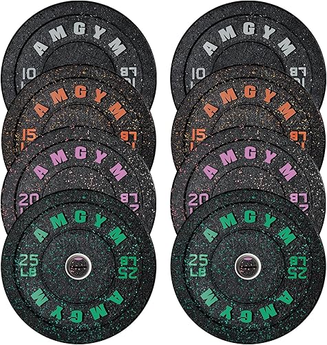 Juego de placas de parachoques con motas de colores, placas de pesas estándar de 2 pulgadas, pesas de alto rebote y bajo ruido sin olor para