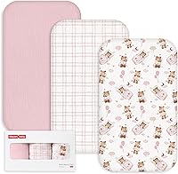 Vista 22 de Gllquen Baby Sábanas de Muselina para Moisés Paquete de 3, Sábanas Ajustadas de Algodón Transpirables Elásticas y Acogedoras para Colchón de Moisés