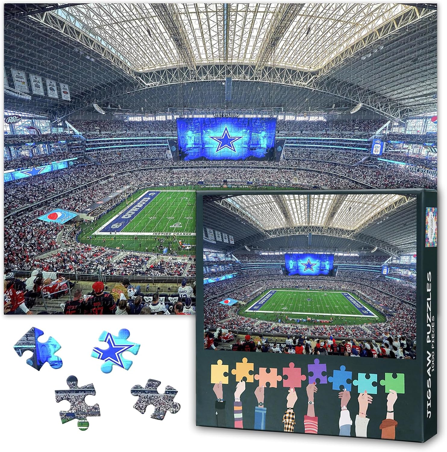 Football Stadium 1000 Piece Puzzle for Adults, Jigsaw Puzzles 1000 Pieces Difficult and Challenge Arlington Texas AT&T Stadium, 27.5x19.7 Inch Family Puzzle Game Night Gift & Home Decor