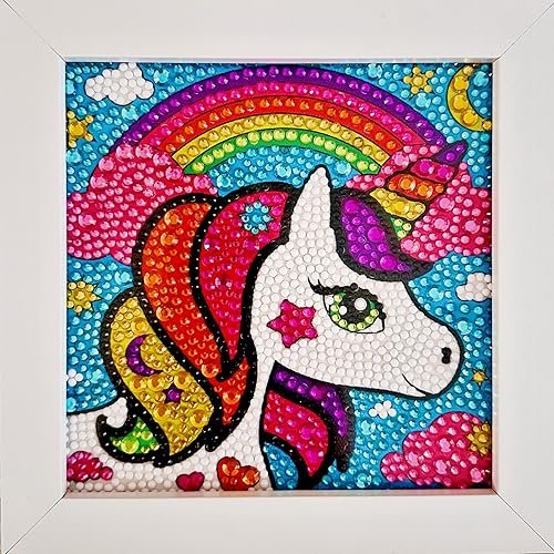 DIYZYBLA Kit de pintura de diamantes 5D para niños con marco de madera y manualidades para niños de edades 6 - 8 - 10 - 12 kits de pintura por