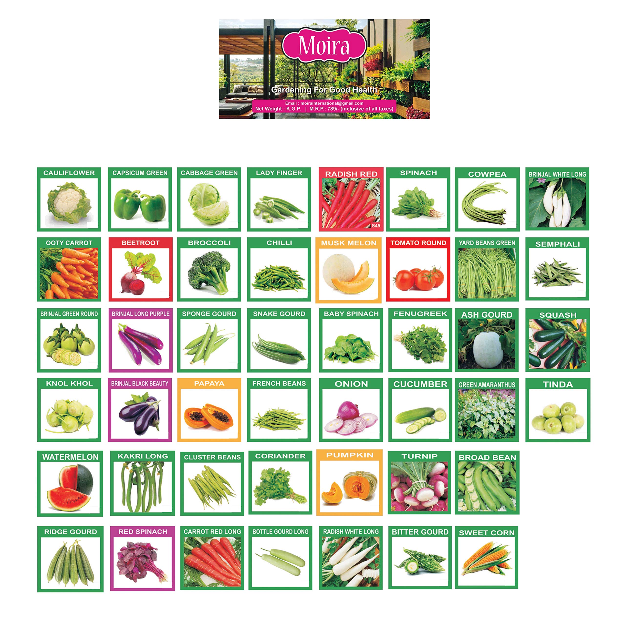 Moira 46 Vegetable Seeds Pack (1980+seeds) (B07H2JWWRW) Amazon Price History, Amazon Price Tracker