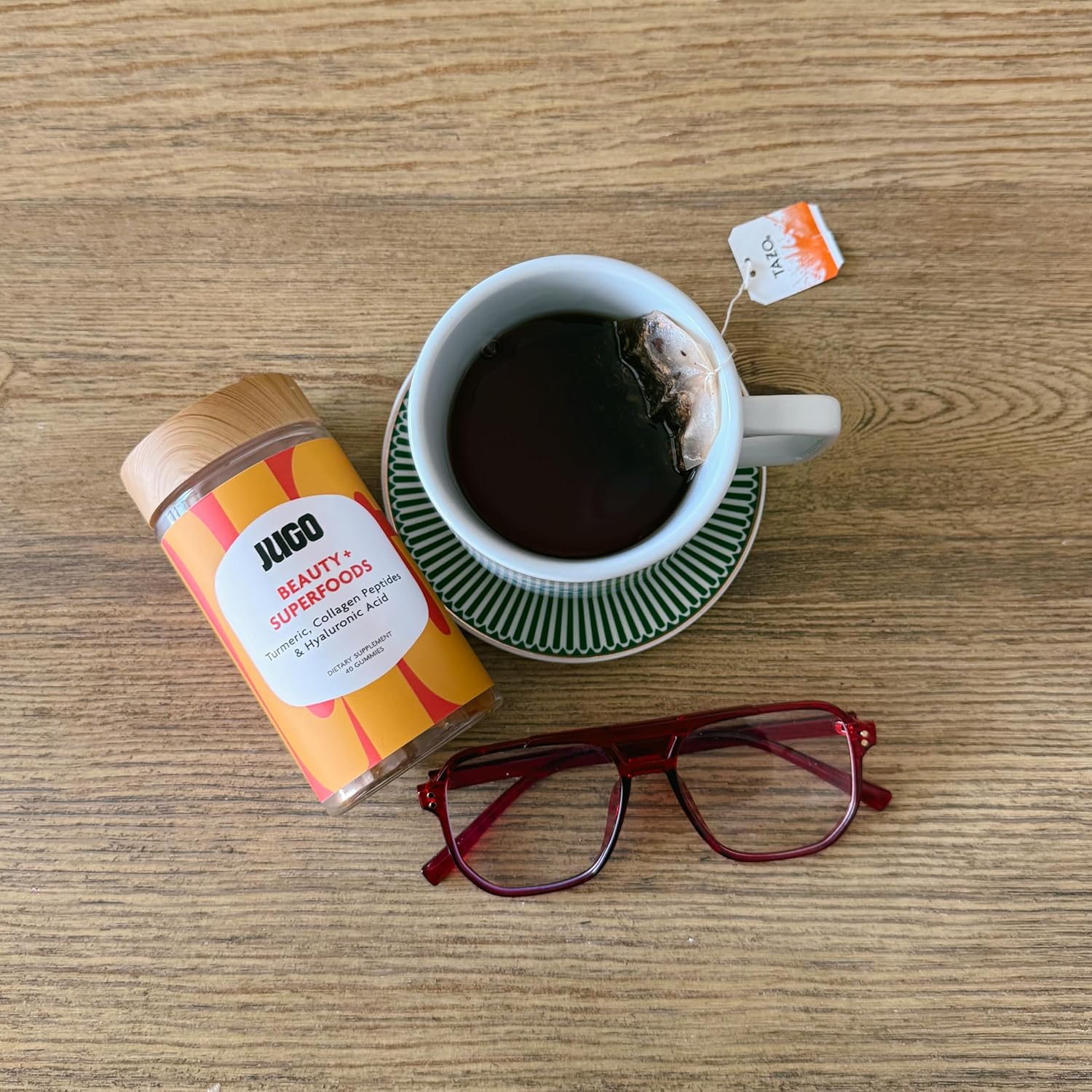 JUGO Beauty + SUPERFOODS Hair, Skin and Nails Collagen Gummies, Hyaluronic Acid and Turmeric Supplement, Cruelty-Free, Gelatin-Free and Gluten-Free Gummy Vitamins, Non-GMO, Made in USA, 40 Count - Image 8