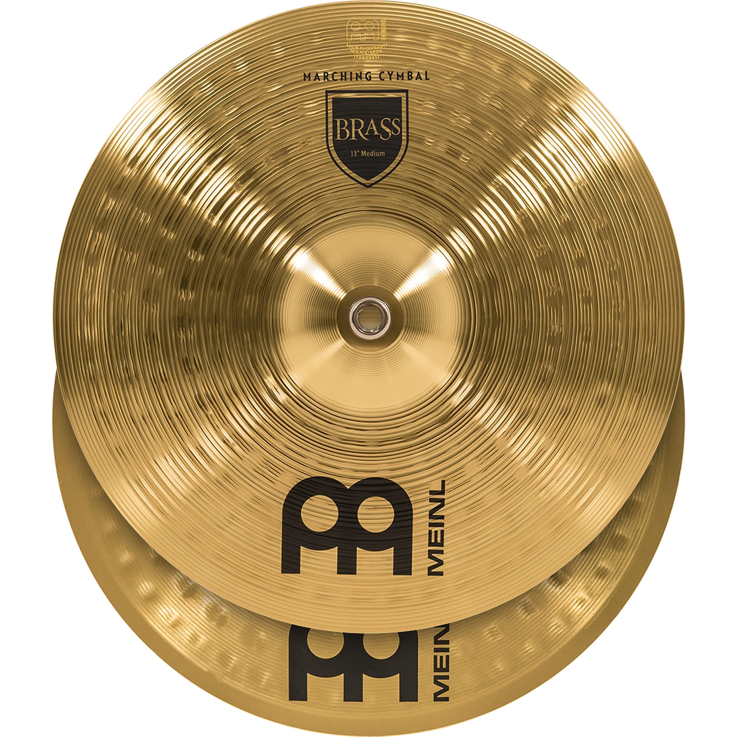 Meinl Cymbals MA-BR-13M Messing-Marschbecken im Paar inklusive Lederriemen und Pads 33 cm (13 Zoll)