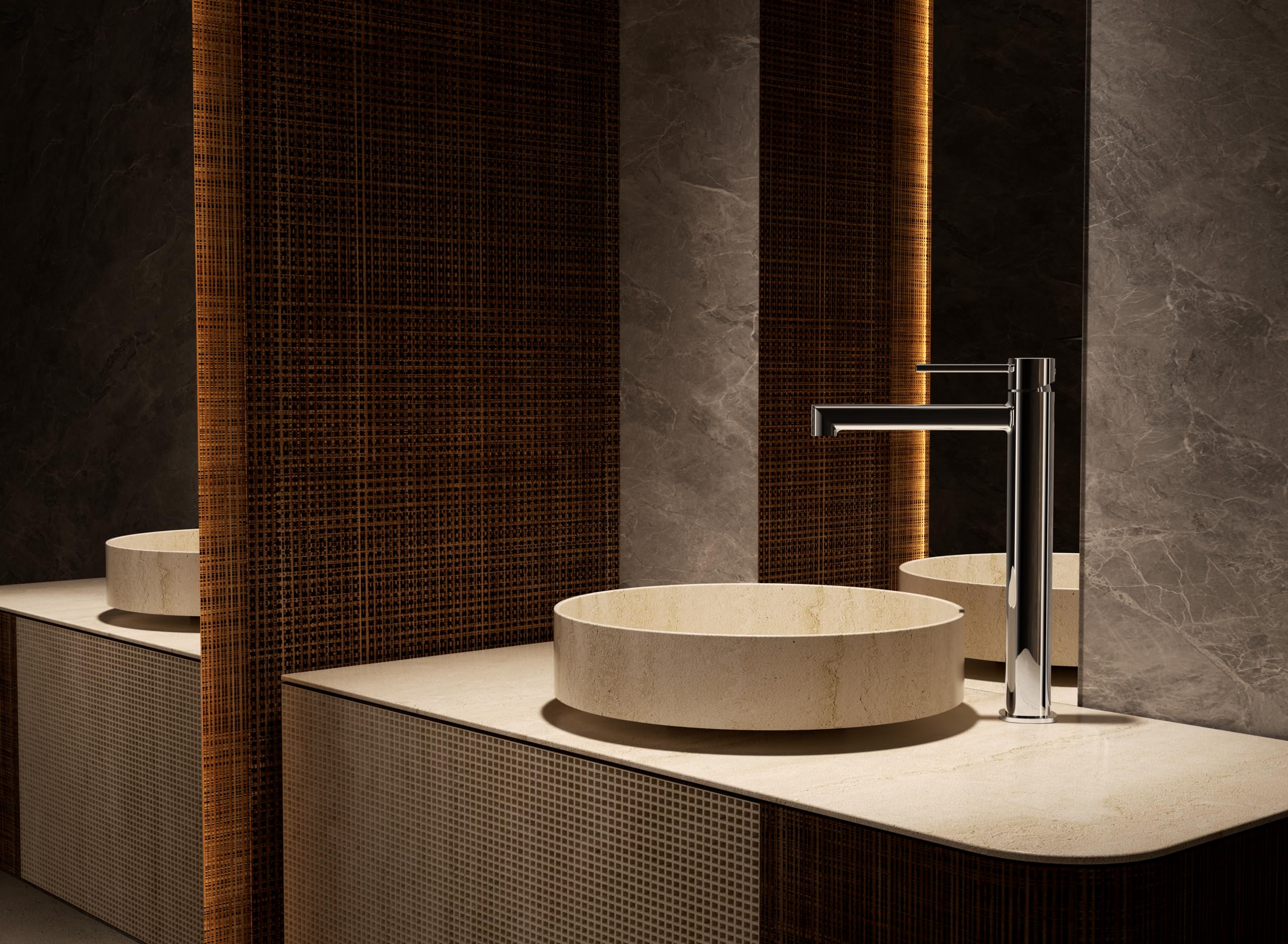 IMEX Grifo Lavabo Alto Monomando Toscana BDT064-3 Latón Cartucho Cerámico 26 mm Grifería Baño para Lavabo Sobre Encimera con Latiguillos 3/8