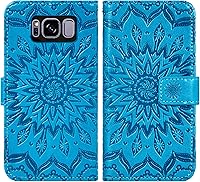 Vista 5 de Funda de teléfono para Samsung Galaxy S8 Plus con protector de pantalla de vidrio templado, funda de cuero con tapa para tarjetero, accesorios