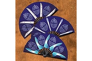 Female Ninja Fans|Warrior Blade Kombat Cosplay Costume|Blue UV Glow Hand War Fan