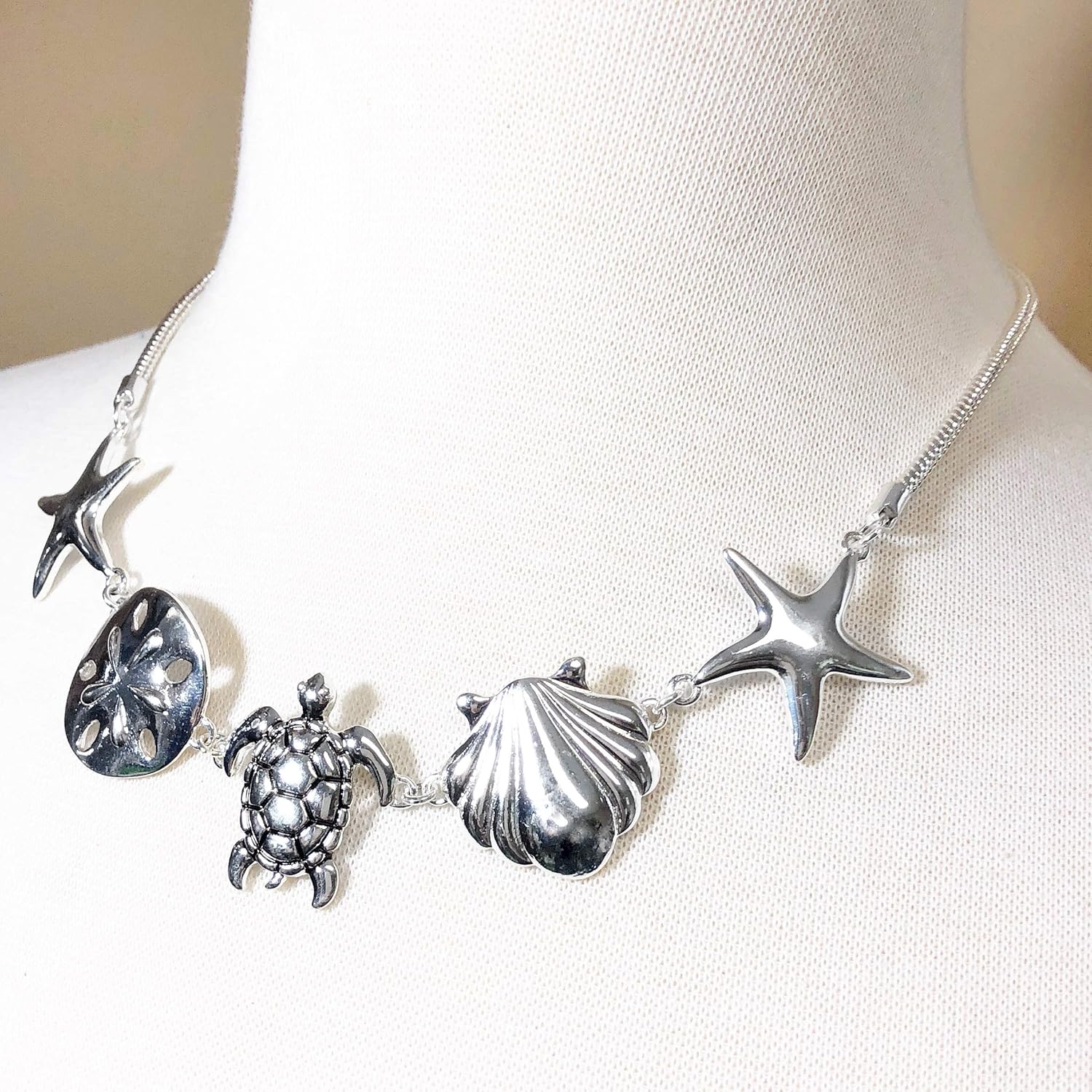 Gypsy Jewels Simple Sealife Nautical Boutique Statement Necklace & Earrings Set