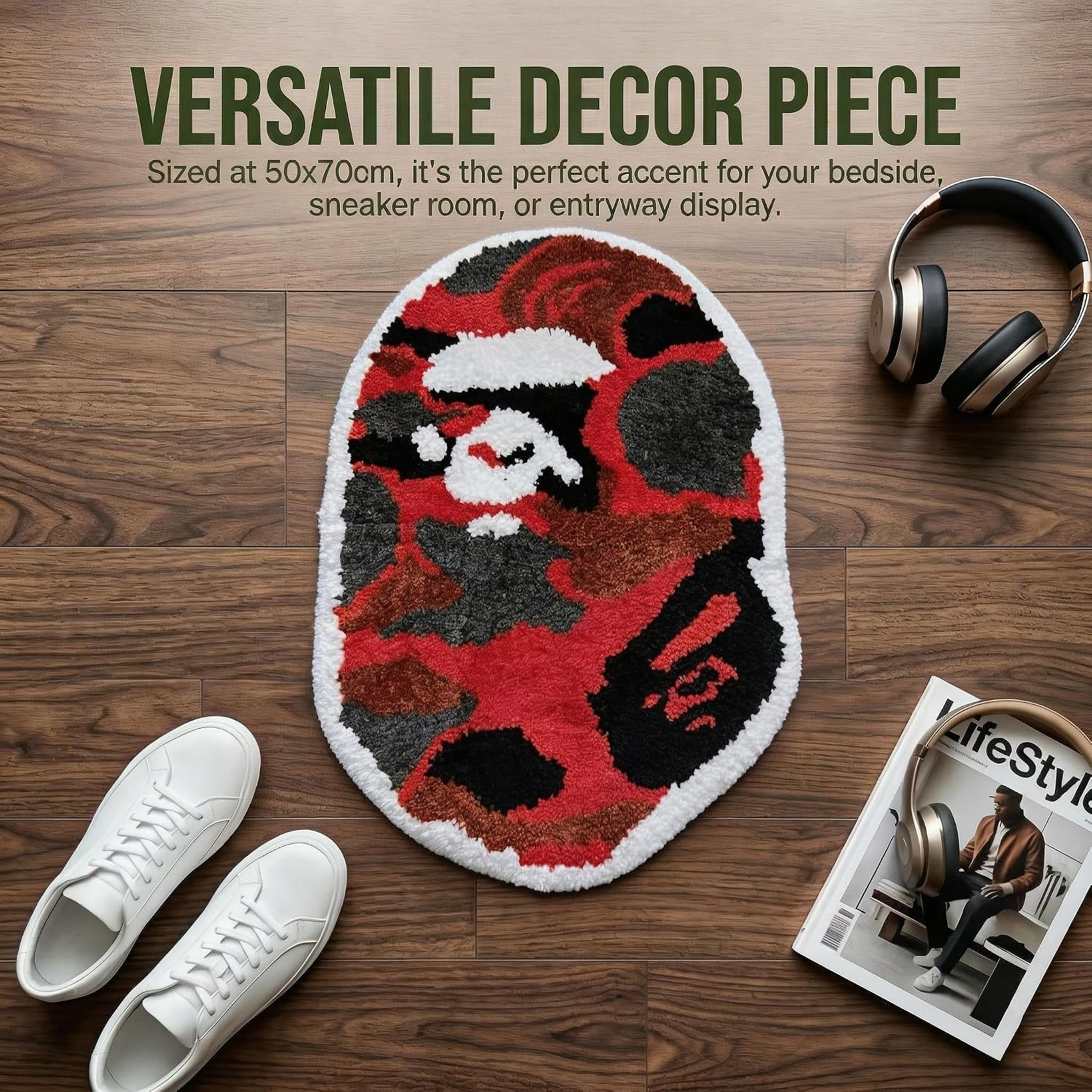 Rugs 28" W x 20" L (70 x 50 cm), Extra Soft Absorbent Chenille Bath Rugs, Rubber Backing Quick Dry, Machine Washable Bath Mats for Bathroom Bedroom Entryway Kids' Room or Playroom, Red